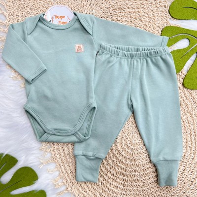 Conj. Body e Calça 100% Algodão Egípcio com Proteção UV50+ - Verde